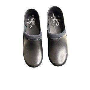Abeo Biosystem Women's Black Leather Ellie Slip-On Nursing Clogs Size 10N